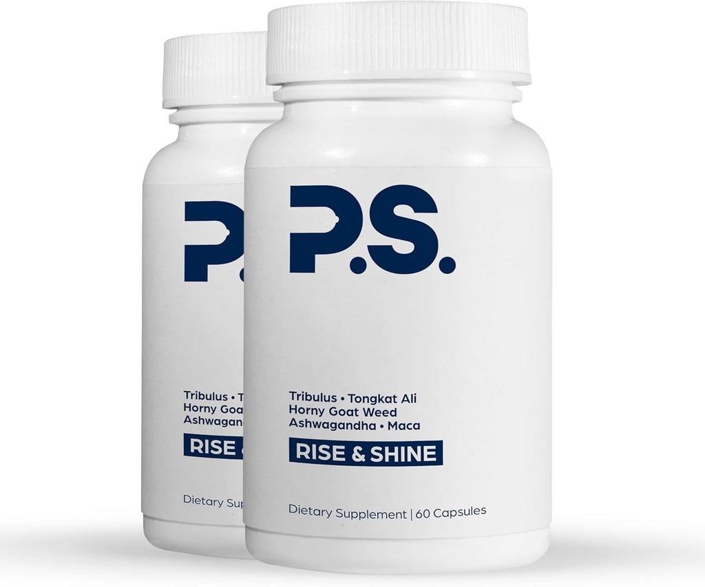 PS Natural Testosterone Booster para Hombres - Premium D3 y Zinc Suplementos para Hombres con Tribulus, Horny Goat Weed, y Tongkat Ali - Test Booster y Suplementos de Energía (120 cápsulas)