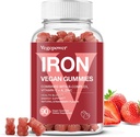 Iron Gummies Suplementos para niños - Multivitamínico con vitamina C para el apoyo energético, Gran Tasting Iron Gummy Vitaminas con vitamina C para Max Absorción - Vegan, Fresa 90 Cuenta