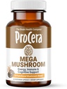 Procera Mega Mushroom - Mejor memoria, energía natural y claridad mental - mente clara - Lift Brain Fog - Immune Support - Detox - Lions Mane Chaga Cordyceps Shiitake Turquía Tail - 60 Conde