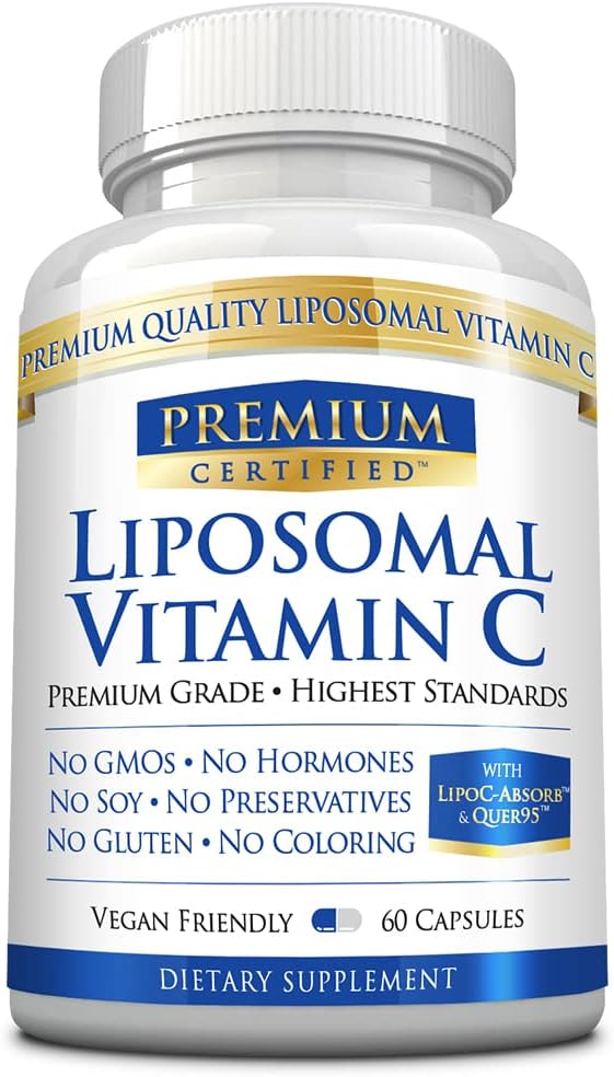 Vitamina Liposomal C - 1100mg - 60 cápsulas - Gentle on Stomach - with Phospholipids and Bioperine - Boosts Función Inmunitaria, Propiedades antioxidantes y producción de colágeno