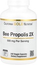 California Gold Nutrition Bee Propolis 2X Potency, Concentrated Extract 500 mg, Equivalente a 1000 mg de Propolis Natural, Support Immune Health & Vitality*, 240 Veggie Capsules