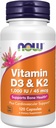 AHORA Suplementos, Vitamina D-3 " K-2, 1.000 UI/45 mcg, Plus Cardiovascular Support*, soporta la salud ósea*, 120 capsules