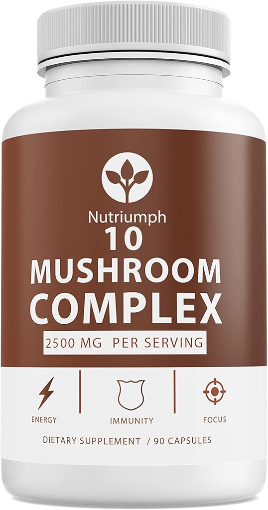 Mushroom Suplemento 2500mg - 90 Capsules - 10 Mushroom Master Blend - Lions Mane Reishi Cordyceps Chaga Maitake, Shitake Turquía Tail Mushrooms Suplementos Mushroom Complex Capsules
