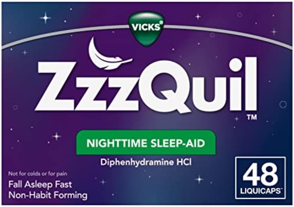 ZzzQuil, Nighttime Sleep Aid LiquiCaps, 25 mg Diphenhydramine HCl, No.1 Sleep-Aid Brand, Non-Habit Forming, Fall Asleep Fast, 48 Cuenta