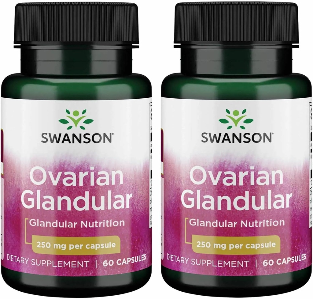 Swanson Ovarian Glandular - Suplemento Natural Promoción de la Salud Glandular de la Mujer &amp; Balance Support - Fuente de Premium Bovine Tissue to Support Wellness - (60 cápsulas, 250 mg cada uno) (2 Pack)