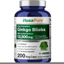 NusaPure Ginkgo Biloba 50:1 Extract, 250 mg Equivalent to 12,500 mg per Veggie Caps 200 Capsules (Vegetarian, Non-GMO, Vegan) Bioperine