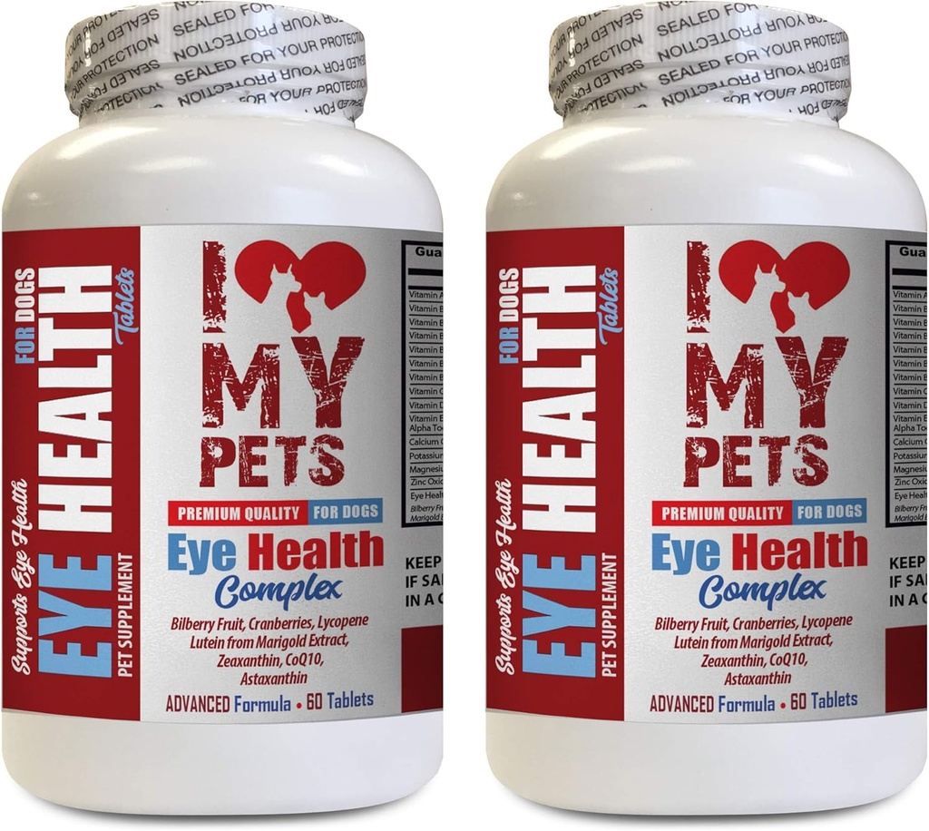 AMO MI PETS LLC Dog Eye Health Supplements - Dog Eye Health Complex - Premium Formula - Vet Recommended - Dog Cranberry - 2 Bottles (120 Treats)