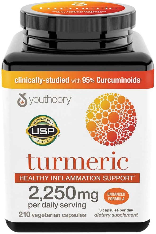 Juvenil Turmeric Apoyo a la Inflamación Saludable, Fórmula Mejorada (2250 mg por servicio diario) 210 Conde (Pack of 1)