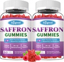 2 Packs Saffron Gummies - Suplemento de Safrón Libre de Azúcar para Hombre Mujeres Mood Apoyo Suplemento con extracto de Saffron, Flores de Pasión, Magnesio &amp; Vitaminas para la Relajación, Focus, Sabor de Fresa