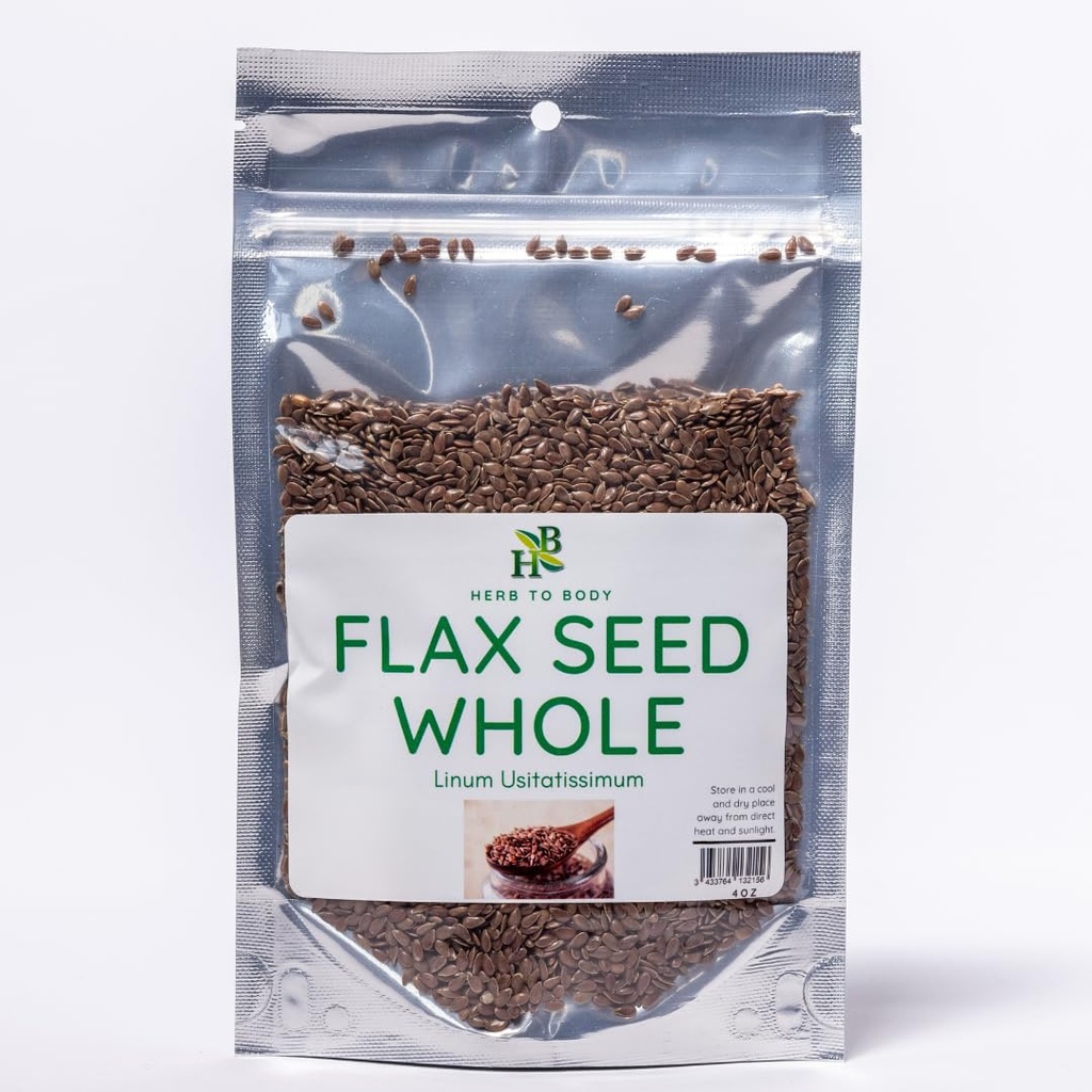 Herb To Body Flax Seed Whole | Linum Usitatissimum | Wildcrafted | 4oz