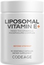 Codeage Liposomal Vitamina E Suplemento - All Vitamin E Tocopherols - Suministro de 3 meses - Alpha Tocopherols, Beta, Gamma y Delta - Liposomal Mixed Tocopherols - Non-GMO Phospholipid - 90 cápsulas