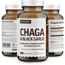 100% Real Wild Chaga Mushroom " Aged Black Garlic Powder Capsules — Antioxidante " Immune Support Supplement ¦ Nordic Forest Chaga Mushrooms with Black Garlic Silencio No Fillers latitud 1500mg Capsules  durable 90 ct