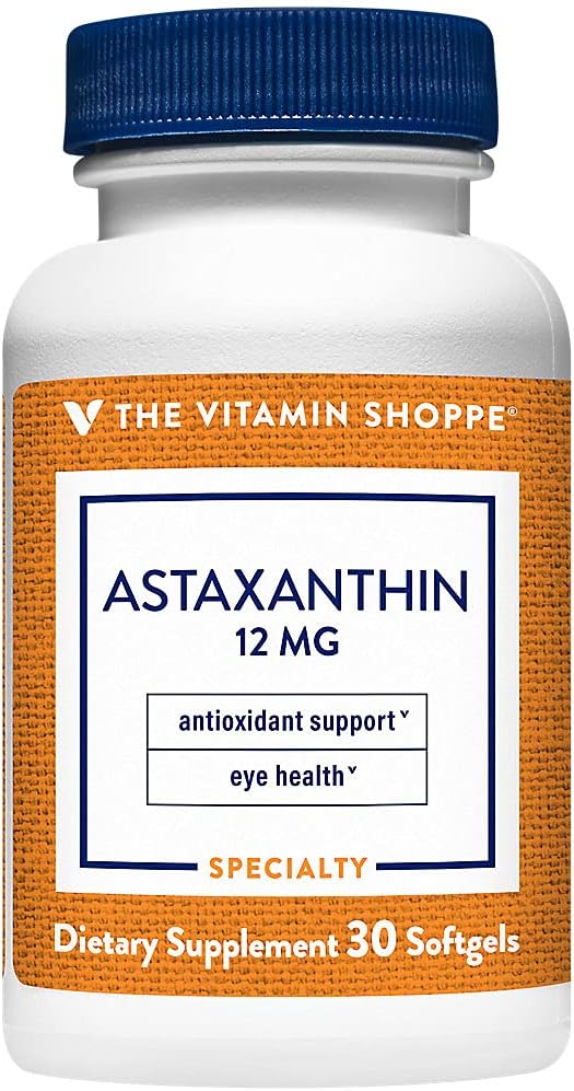 La vitamina Shoppe Astaxanthin (Solasta) Ingrediente Marcado 12mg (30 Softgels)