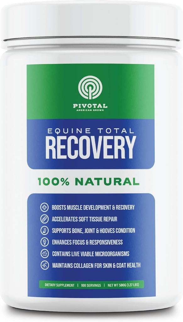 Equino Total Recuperación Caballo Suplemento - 9 Aminoácidos Equino Plus Probióticos para Caballos -100% Natural- No Añadido Azúcar, No Soy, No Fillers - Suplemento de Apoyo Conjunto de Caballos (100 Servimientos)