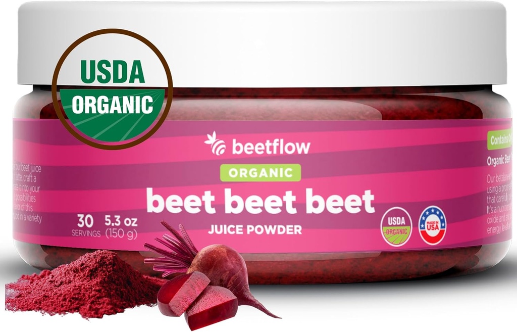 Beet Beet Beet Beet - Orgánica Beet Powder Healthy Blood Pressure, Cholesterol - Pure USA Grown - No Additives or Flavors-Superfood Supplement - Nitric Oxide Boosting Nutrients (30 Servings)