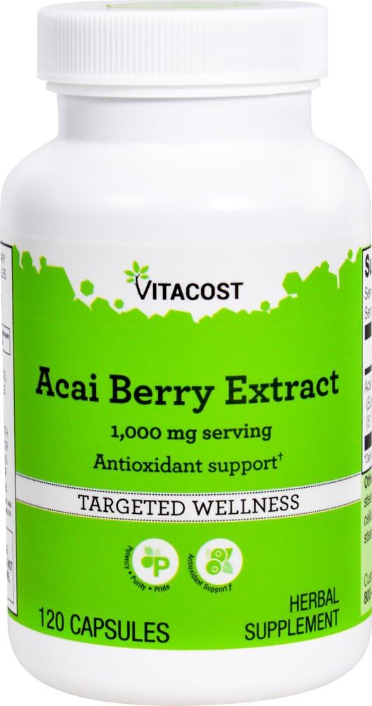 Vitacost Acai Berry Extract - 1000 mg por Serving- 120 Capsules