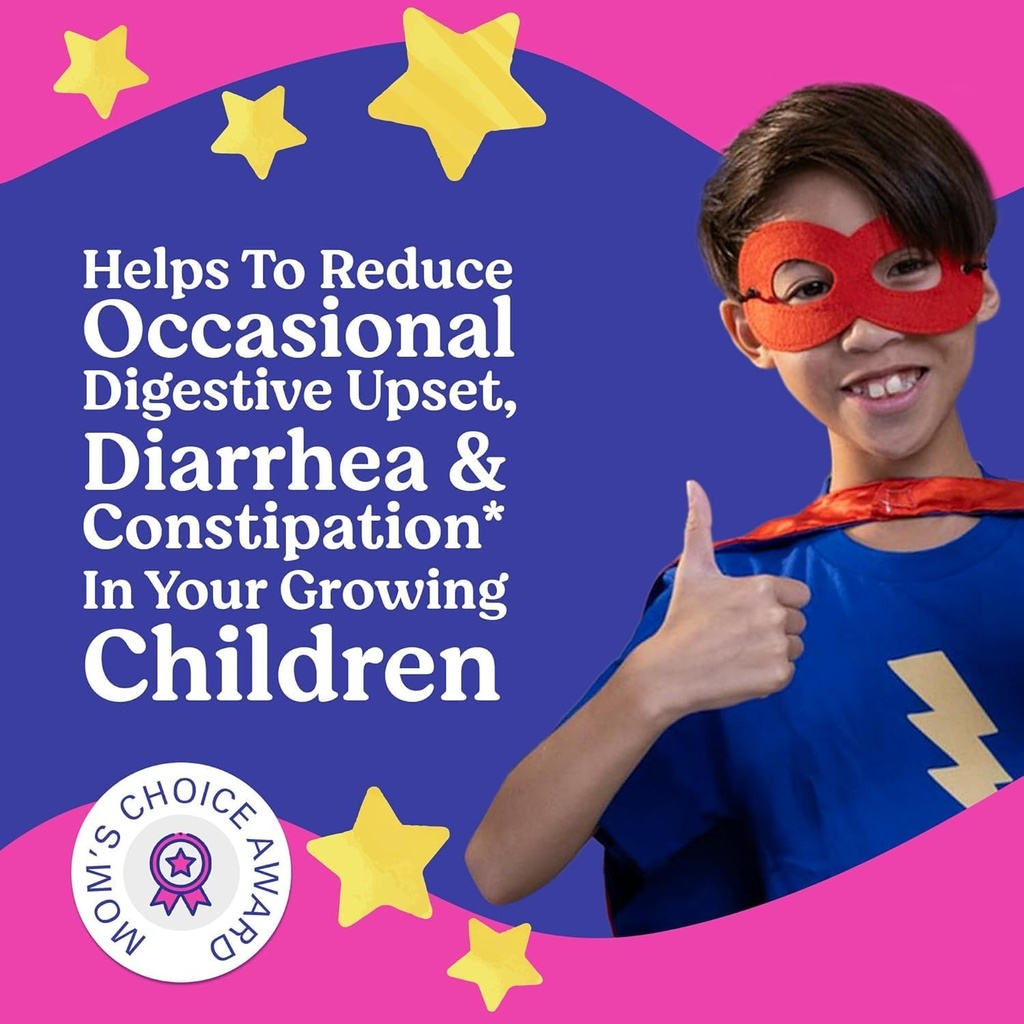 LOVEBUG Probióticos para niños – Probióticos Chewables con fibra prebiótica para la edad 4+,Daily Children's Gut Health &amp; Digestive Support Suplemento, Sugar-Free Berry Flavor, 60 Cuenta