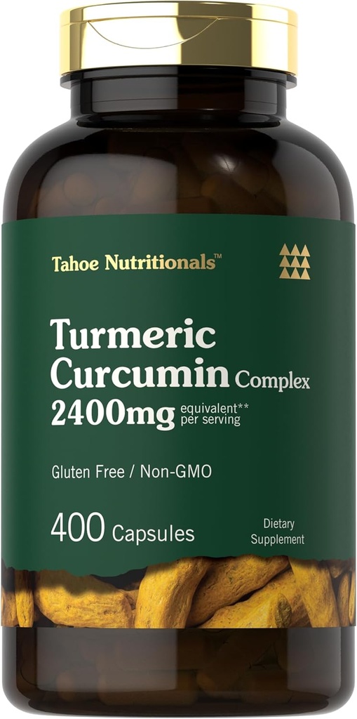 Tahoe Nutricionales Turmeric Curcumin Suplemento Silencio 2400mg Silencio 400 cápsulas Silencio Complejo Extracto Silencio No GMO, Gluten Free