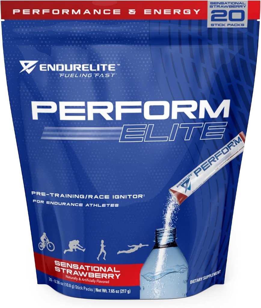 EndurElite Perform Elite- Pre Workout Powder Suplemento- Pre-Workout for Endurance Athletes- 20 Serving Bag- Sensational Strawberry