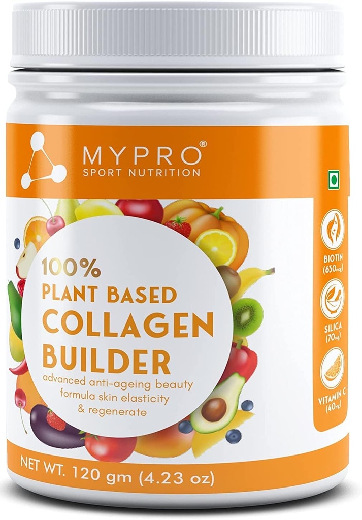 Cuty Sport Nutrition Plant Base Collagen Builder Enriquecido con (Biotin,Silica,Sesbania,Bamboo Shoot) Advanced Anti-ageing Beauty Formula Skin Elasticity & Regenerate, para Hombres &amp; Mujeres, 4.23 oz