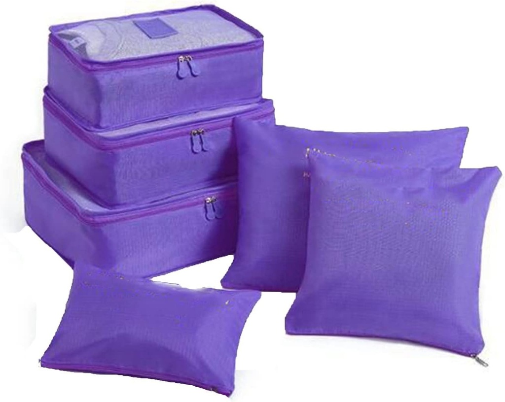 6 Set Embalaje bajo cubos de almacenamiento de cama Containers Perfil bajo sobre equipaje Organizadores de embalaje de viaje Bolsa de almacenamiento de techo (Purple)