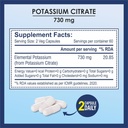 Citrato de potasio 730mg Suplemento, soporta función de riñón &amp; músculo sano - 120 cápsulas vegetales