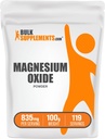 BulkSupplements.com Pólvora de Oxido de Magnesio - Suplemento de Oxido de Magnesio, Suplemento Mineral - Grado de Alimentos Libre, 835 mg por Serving, 100g (3,5 oz) (Pack de 1)