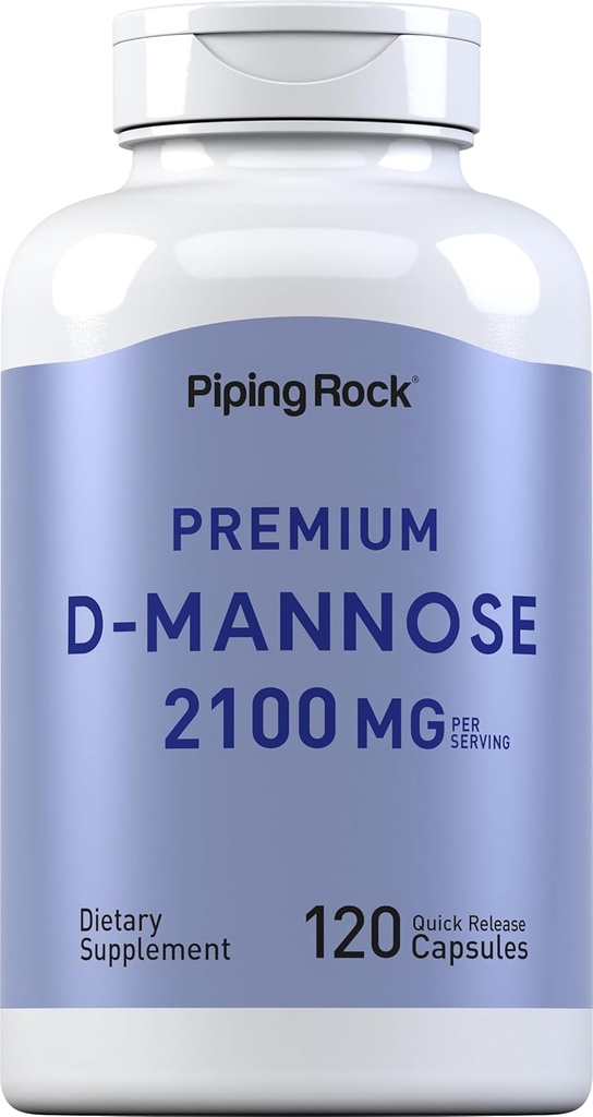 Piping Rock D-Mannose Capsules TENIDO 2100 mg TENIDO 120 Píldoras TENIDO Suplemento dietético Premium TENIDA Non-GMO, Gluten Free