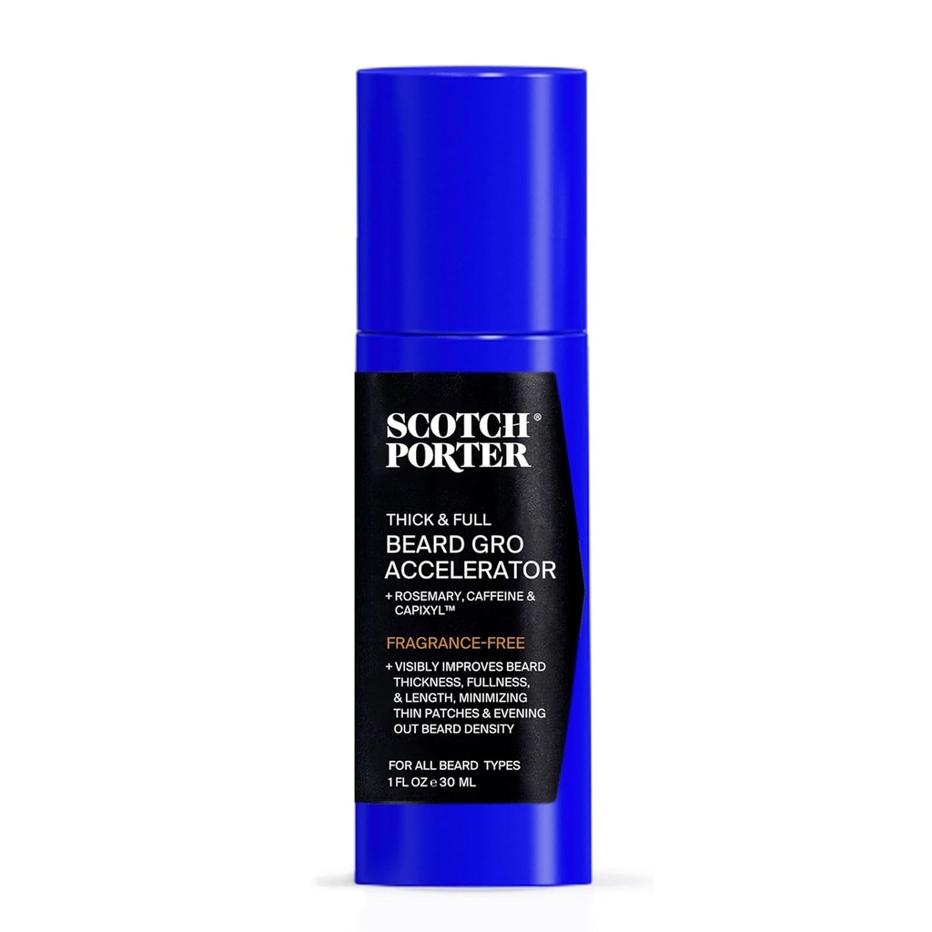 Scotch Porter Thick & Full Beard Gro Accelerator with Capixyl, Caffeine & Rosemary – Stimulates & Strengthens Follicles for a Thicker, Fuller Beard – 1 oz