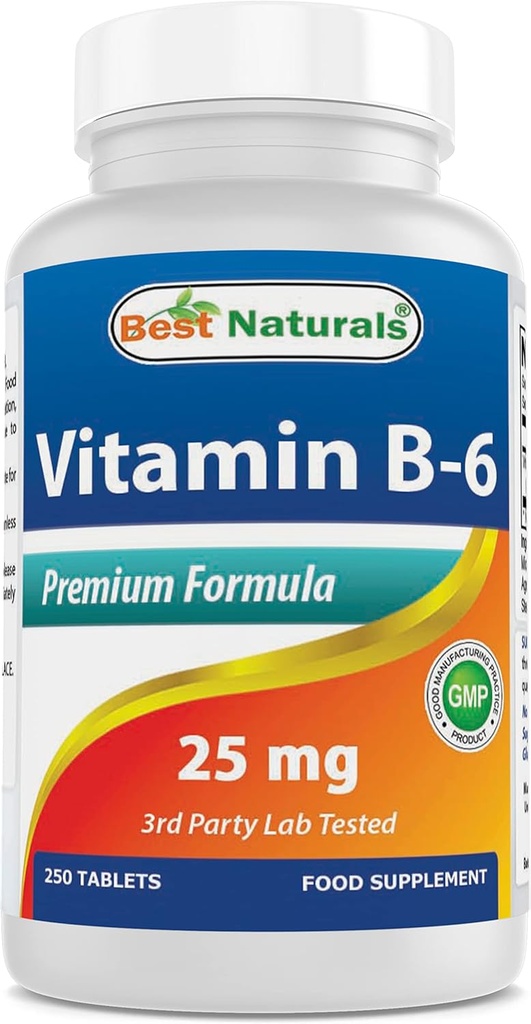 Mejores Naturales Vitamina B-6 25 Mg Tablas, 250 Cuenta