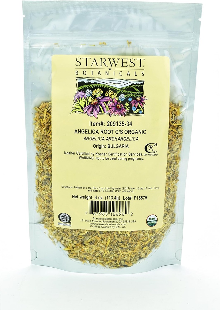 Botánica Starwest Orgánica Angelica Root C/S, 4 onzas