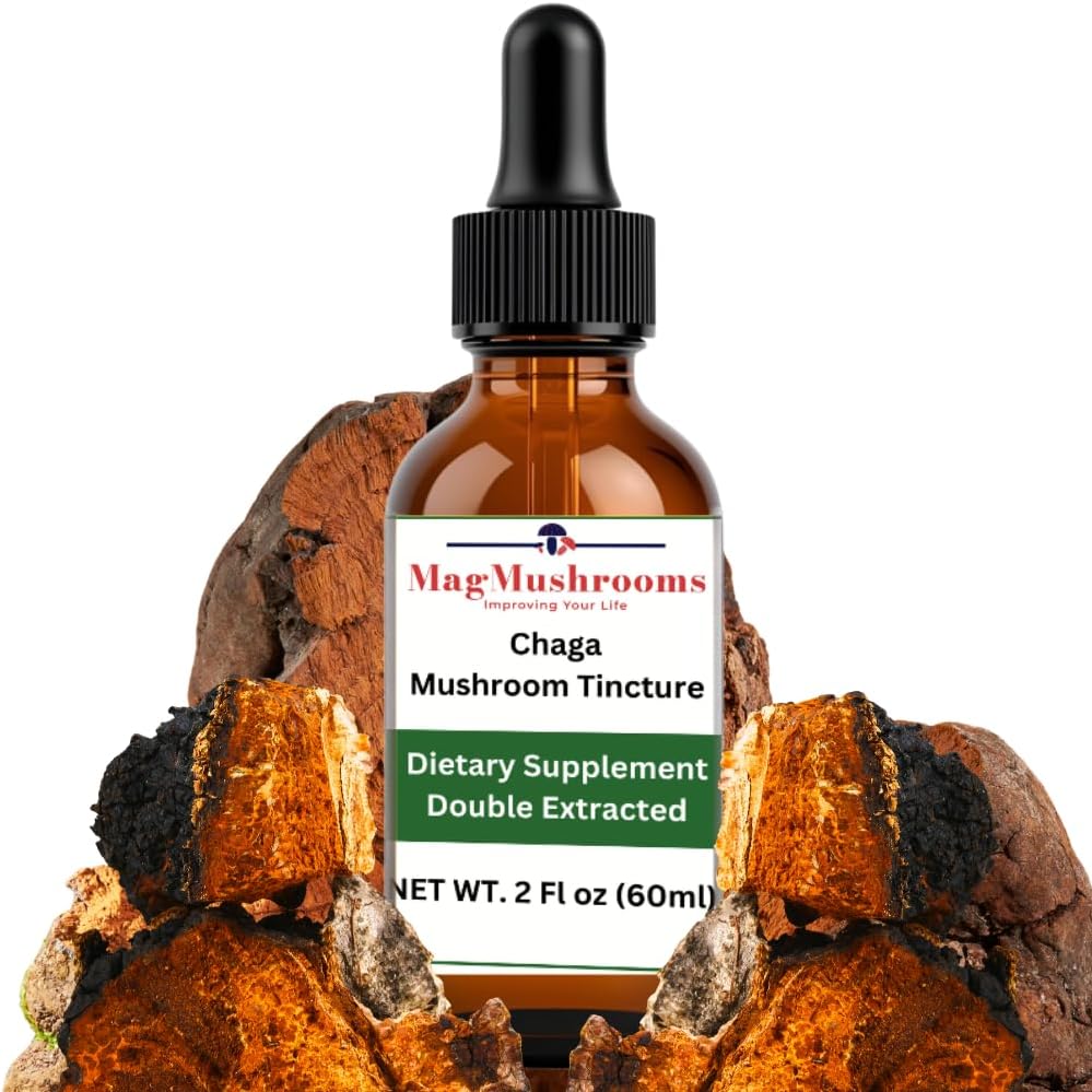 MagMushroom Chaga Mushroom Extracto Tintura líquida, Suplemento diario, doble extraído para potencia máxima, 2 Fl. oz., 60 dosis diarias