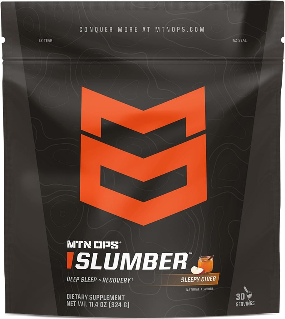 MTN OPS Slumber Sleep Aid for Muscle Recovery & Deep Sleep, Sleepy Cider Sleep Support Powder Drink Mix, 30 Servings
