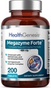 Megazyme Forte 200 Tablets - Natural Plant Proteolytic Enzymes Nattozimes Serrazimes Supports Digestive System Immune Health