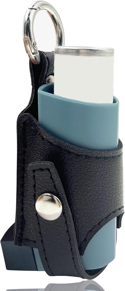 Caso de viaje para el inhalador de asma, caso compacto para el inhalador práctico para adultos y niños (sólo caso) (Black-Black)