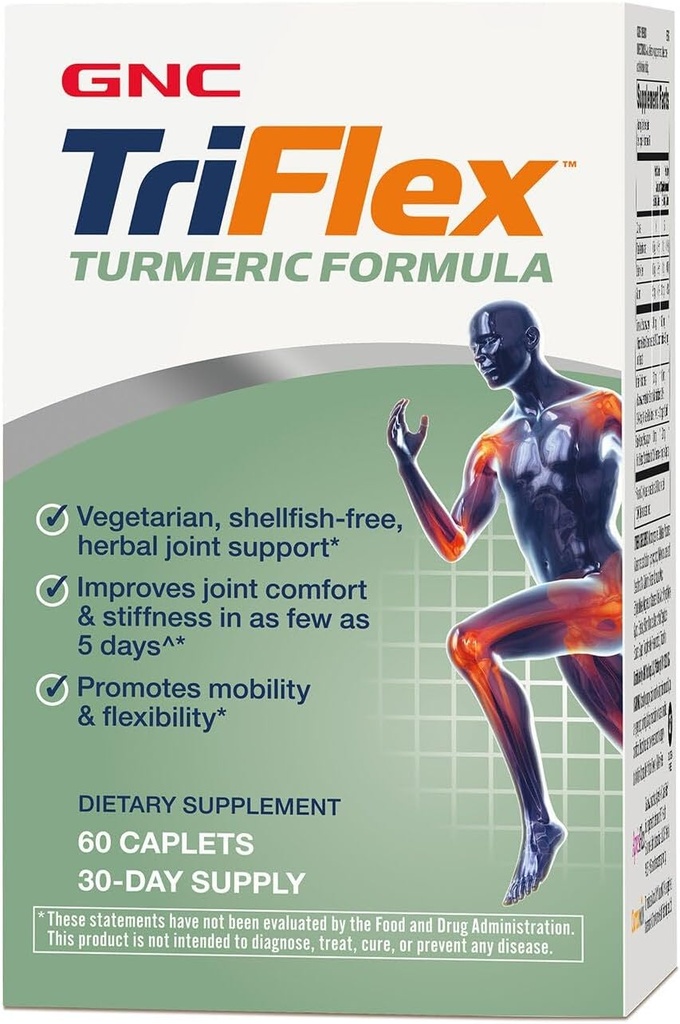GNC TriFlex Turmeric Formula, Improves Joint Comfort and Stiffness, Promotes Mobility and Flexibility, 60 Caplets