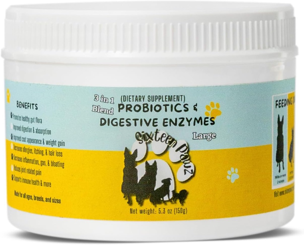 Probióticos, Prebióticos, " Enzymes Digestivos para los Perros sufridos Ingredientes limitados   Apoyo digestivo tóxicoAlergía Alivio inmune Apoyo inmune reduce la inflamación eterna Diarrhea " Gas Relief (150g), Blanco