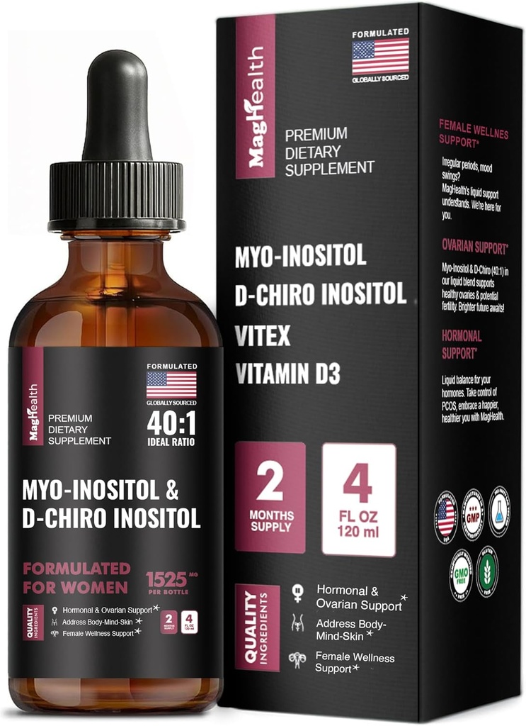 Myo-Inositol & D-Chiro Inositol - 40:1 Ratio - 60-Day Supply - Women's Health Support and Daily Wellness Support to Promote Overall Balance - Premium Inositol Supplement