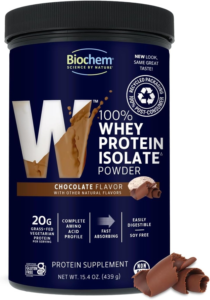 Biochem, Whey Protein Powder, 20g de Protein para apoyar músculos y entrenamientos intensos, Chocolate, 15.4 oz...