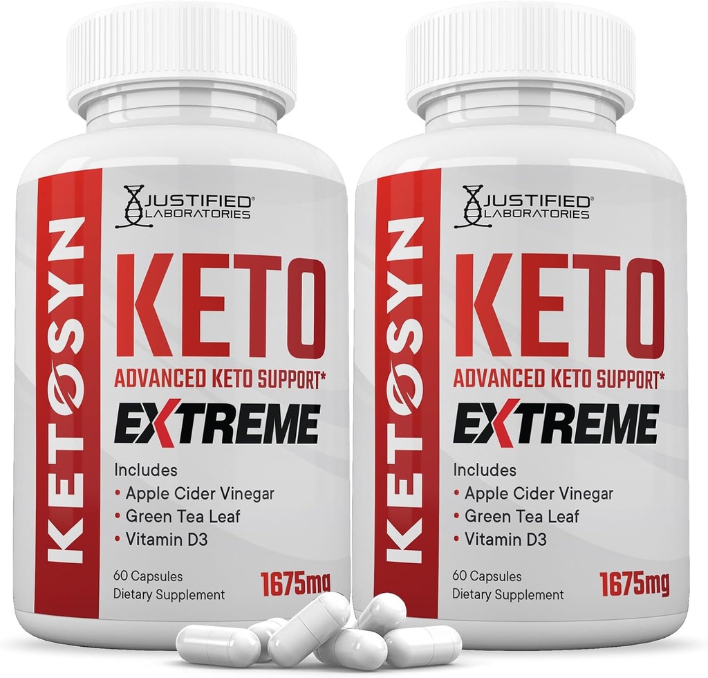 (2 Pack) Ketosyn Keto ACV Extreme Pills 1675 MG Keto Support Blend Capsule Alternative to Keto ACV Formulado con Apple vinagre extra virgen aceite de oliva Powder verde hoja de té 120 cápsulas