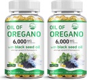 Óleo vivo de la naturaleza de orégano con aceite de semilla negra, 2 en 1 Suplemento de orégano para la salud inmune, retiene carvacrol concentrado alto " Thymoquinone, Non-GMO, 60 Softgels, 2 Pack