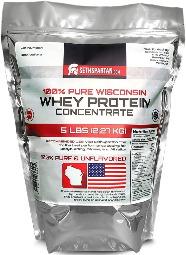 100% Pure Whey Protein - 5 LB (2.27 KG) - 30g Protein Per Scoop! - Unflavored Whey Protein - (USA Whey Protein NOT China Imported)