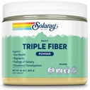 SOLARAY Triple Fiber Powder - Suplemento diario de fibra para mujeres y hombres w / prebióticos - Salud Gut, estreñimiento ocasional, Apoyo a la salud digestivo, Deflavorado, Vegan, Gluten Gratis, 30 Servimientos, 14oz