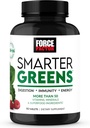 FORCE FACTOR Smarter Greens Tablets, Greens Suplemento con 25+ Superfoods y Antioxidantes para mejorar la digestión, reducir el estrés, fortalecer la inmunidad y apoyar el metabolismo, 90 Tablets