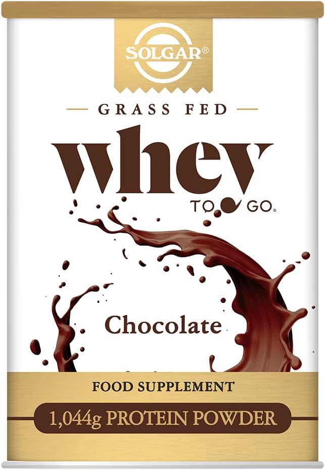 Solgar Whey To Go Protein Powder, Chocolate, 42 oz - Isolate y Concentrate - Mezclas Fácilmente para Sabor Smooth - Sin gluten - 20g Proteína por Servir