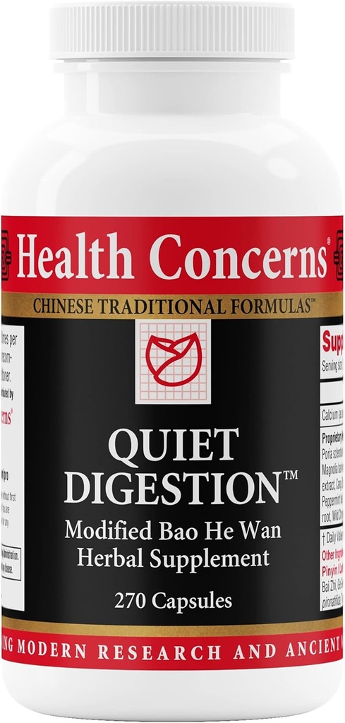 Preocupaciones de salud Digestión silenciosa – Apoyo digestivo para el estómago, gas, " Bloating – Fórmula china herbal con Bao He Wan – Suplemento con Poria, Barley, " Mangolia Bark - 270 cápsulas