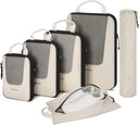 BAGSMART Compresión Embalaje Cubos para Viajar, 6 Set/5 Set/4, Compresión Maleta Organizador Bolsas Set para maletas Esenciales de viaje, Organizadores de embalaje ligero