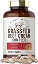 Carlyle Grass Fed Beef Organ Complex  200 Capsules ← Pasture Raised, Grain Free Supplement  with Desiccated Liver, Kidney, Pancreas, Heart, Spleen ← Non-GMO, Gluten Free ← Herbage Farmstead