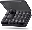 Organizador semanal de píldoras AUVON 3 veces al día, caja grande 7 día con doble protección para viajar, caja de píldoras negras para la protección de privacidad, recipiente resistente a la luz para medicamentos, vitaminas, aceites de pescado