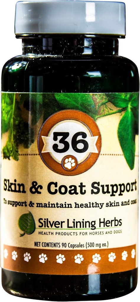 Herbs de forja de plata 36 Canine Skin &amp; Coat Support - Natural Herbal Suplemento para Fortify Dogs Against The Environment - Herbal Skin and Coat Supplement for Dogs - 90 Capsules